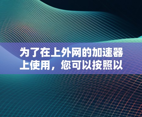 为了在上外网的加速器上使用,您可以按照以下步骤操作