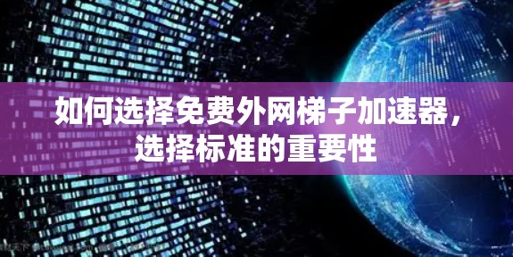 如何选择免费外网梯子加速器，选择标准的重要性