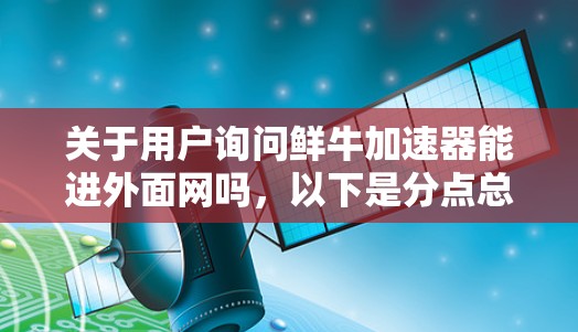 关于用户询问鲜牛加速器能进外面网吗,以下是分点总结和详细分析 关于用户询问鲜牛加速器能进外面网吗,以下是分点总结和详细分析